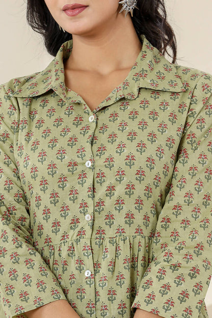 Kaajh Women's Green Printed Cotton Co-ord Set - Distacart