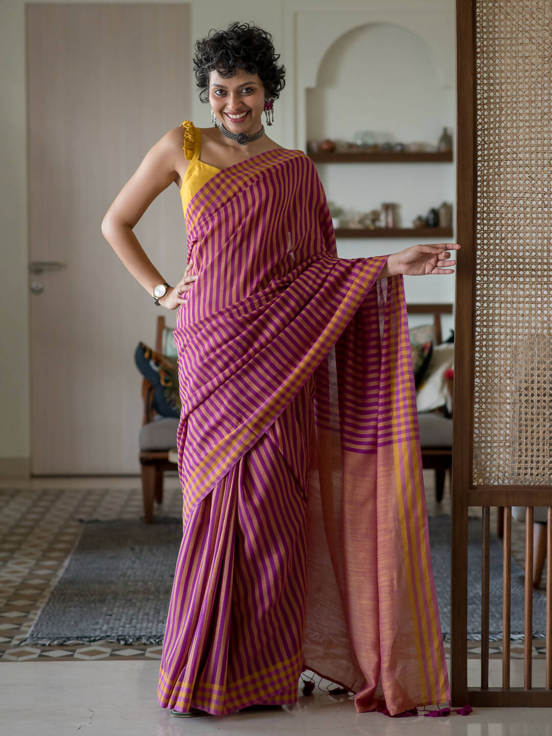 Suta Mustard Woven Design Pure Cotton Saree - Distacart