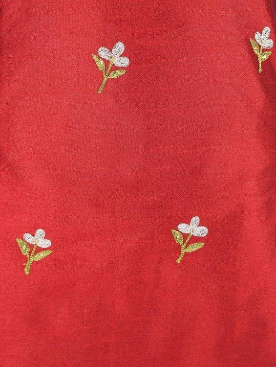 Cheera Women's Beautiful Hand Embroidered Motif All-Over Straight Silk Kurta Set (CH069K)