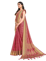 Thumbnail for Mimosa Women's Kanchipuram Art Silk Pink Saree - Distacart