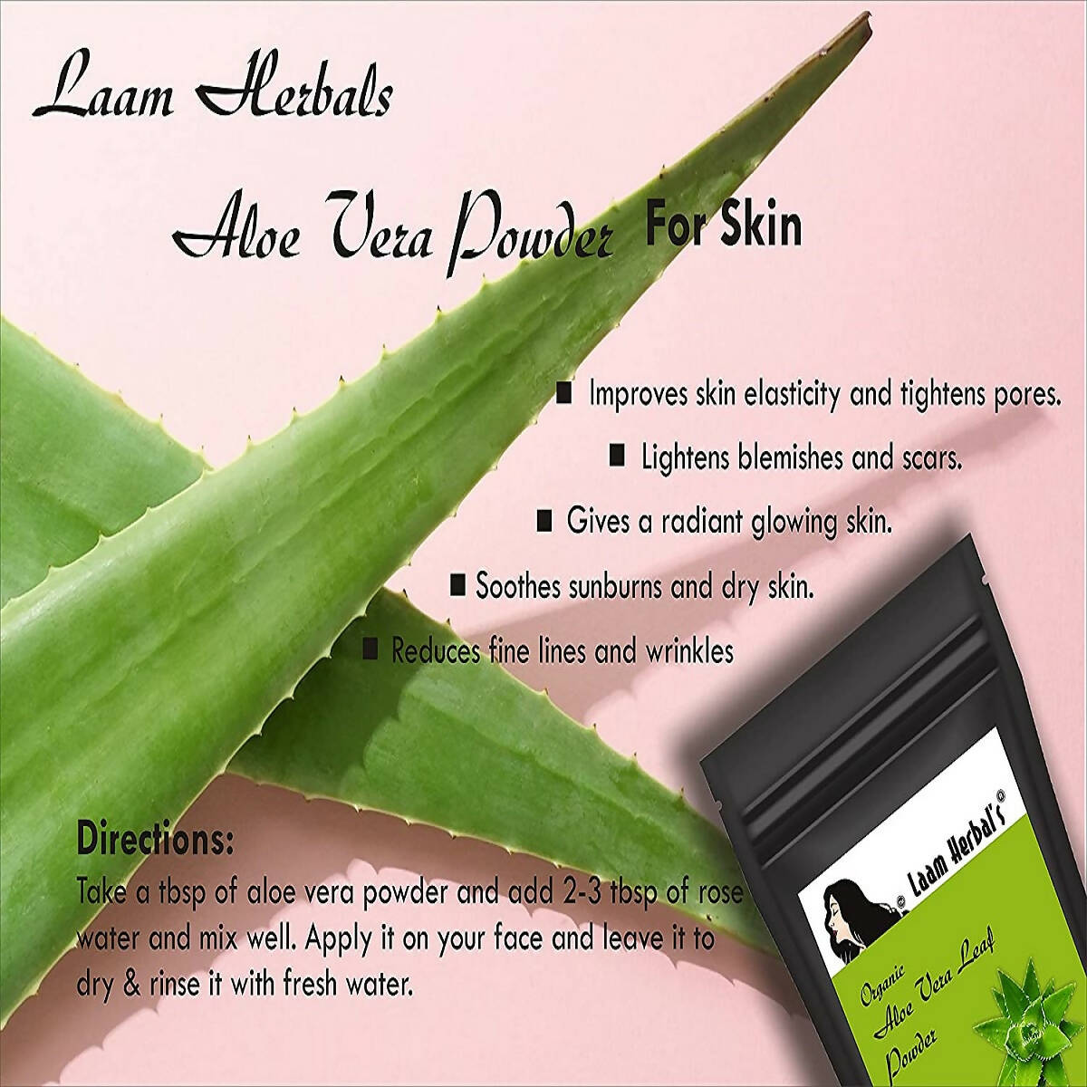 Laam Herbal's Rose Petal, Orange Peel, Multani Mitti, Aloe Vera, Neem Leaf, Sandalwood Powder - Distacart