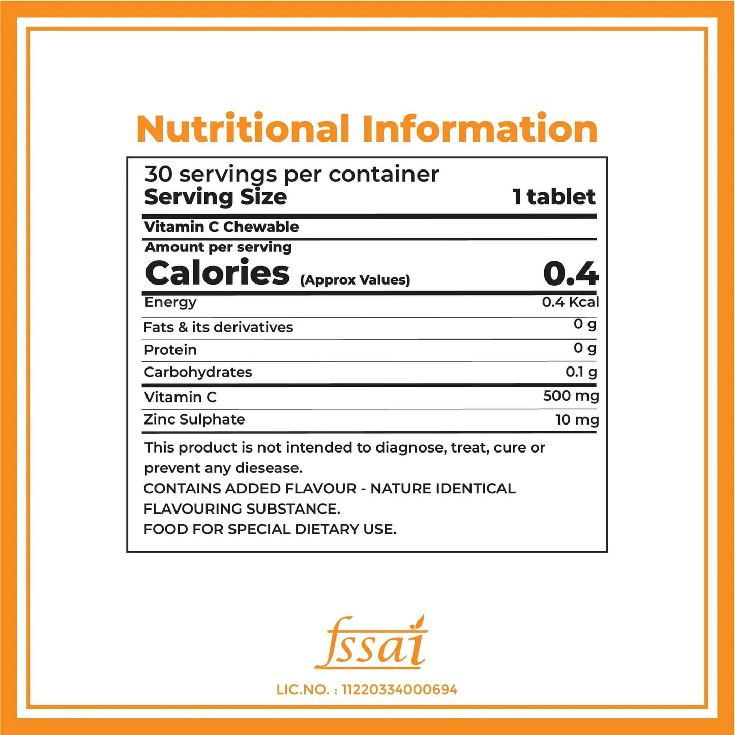 Boldfit Vitamin C 500mg Chewable Tablets (Tangy Orange Flavor) - Distacart