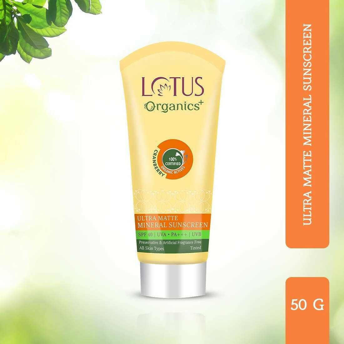 Lotus Organics+ Ultra Matte Mineral Sunscreen SPF 40 PA+++ - Distacart