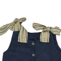 Thumbnail for Mhyssa Blue Tie Up Stripped In Beige Romper With Front Button - Distacart