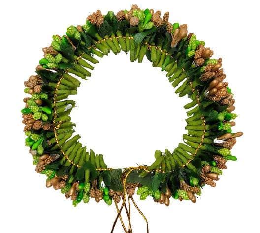 Green & Gold Pollens Hair Gajra