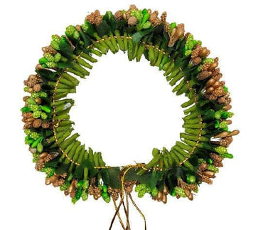 Green & Gold Pollens Hair Gajra