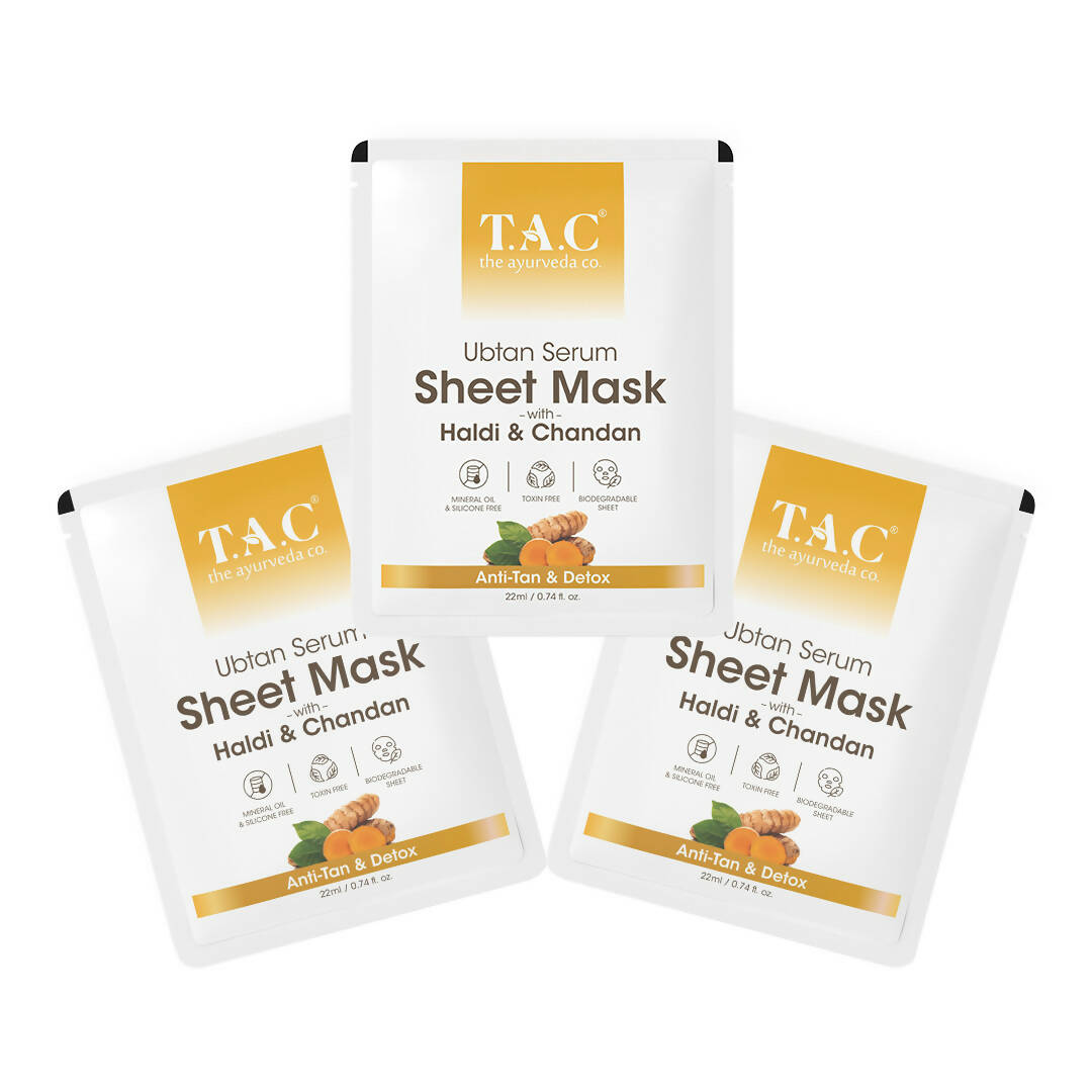TAC - The Ayurveda Co. Ubtan Serum Sheet Mask | with Sandalwood, Saffron & Turmeric - Distacart