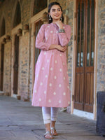 Thumbnail for Juniper Women's Pink Cambric Printed Straight Kurta - Distacart