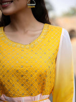 Thumbnail for Juniper Women Yellow Georgette Embroidered Maxi Dress - Distacart