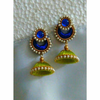 Thumbnail for Green and Royal Blue Jhumki Earrings - Distacart
