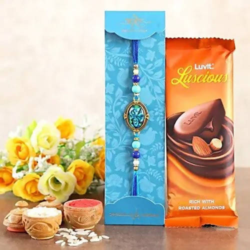 Striking Epoxy Rakhi & LuvIt Roasted Almonds Chocolate
