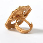 Thumbnail for Mominos Fashion Joharkamal Gold-Plated Stone Studded Adjustable Finger Ring - Design 018 - Distacart