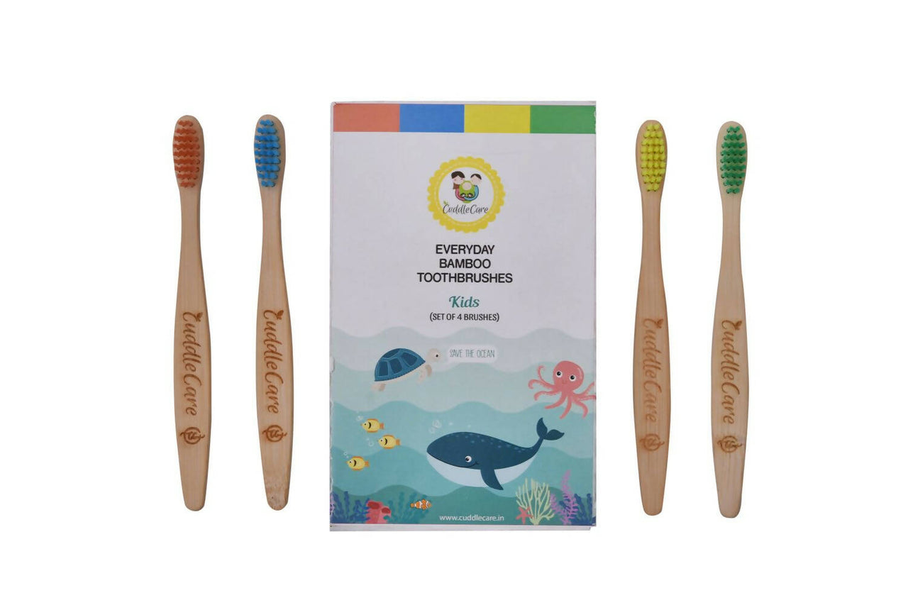 Cuddle Care Bamboo Toothbrushes for Kids (Pack of 4) - Distacart