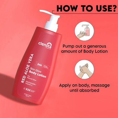 Clensta Red Aloe Vera Skin Glow Body Lotion - Distacart