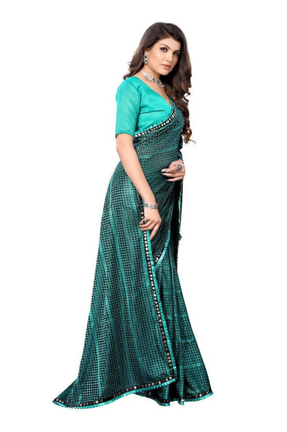 Vamika Rama Green Lycra Knitted Saree