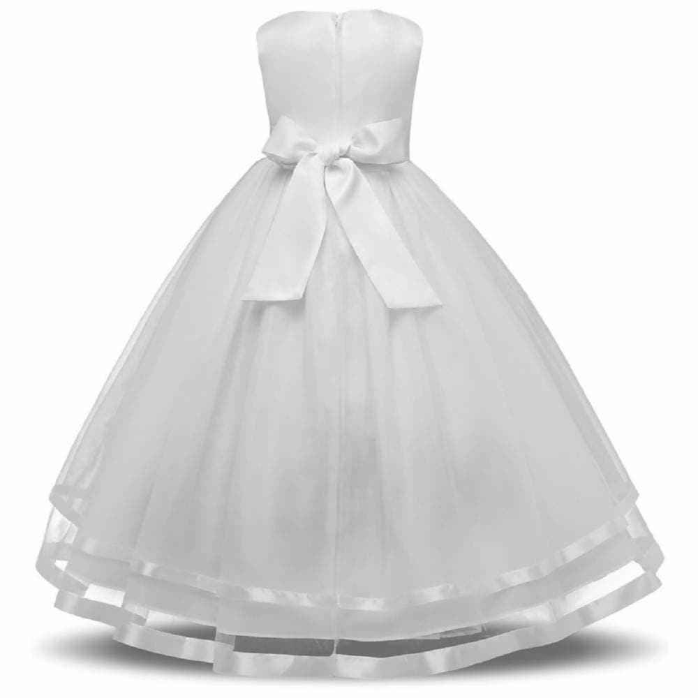 Asmaani Baby Girl's White Satin A-Line Maxi Full Length Dress (AS-DRESS_22064) - Distacart