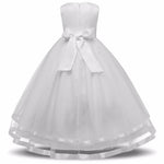 Thumbnail for Asmaani Baby Girl's White Satin A-Line Maxi Full Length Dress (AS-DRESS_22064) - Distacart