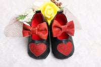 Thumbnail for Tiny Bugs Girls Heart Bow Detailing Booties - Black & Red - Distacart