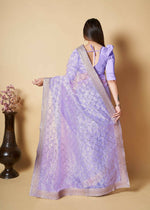 Thumbnail for Vamsee Blue Organza Saree - Distacart