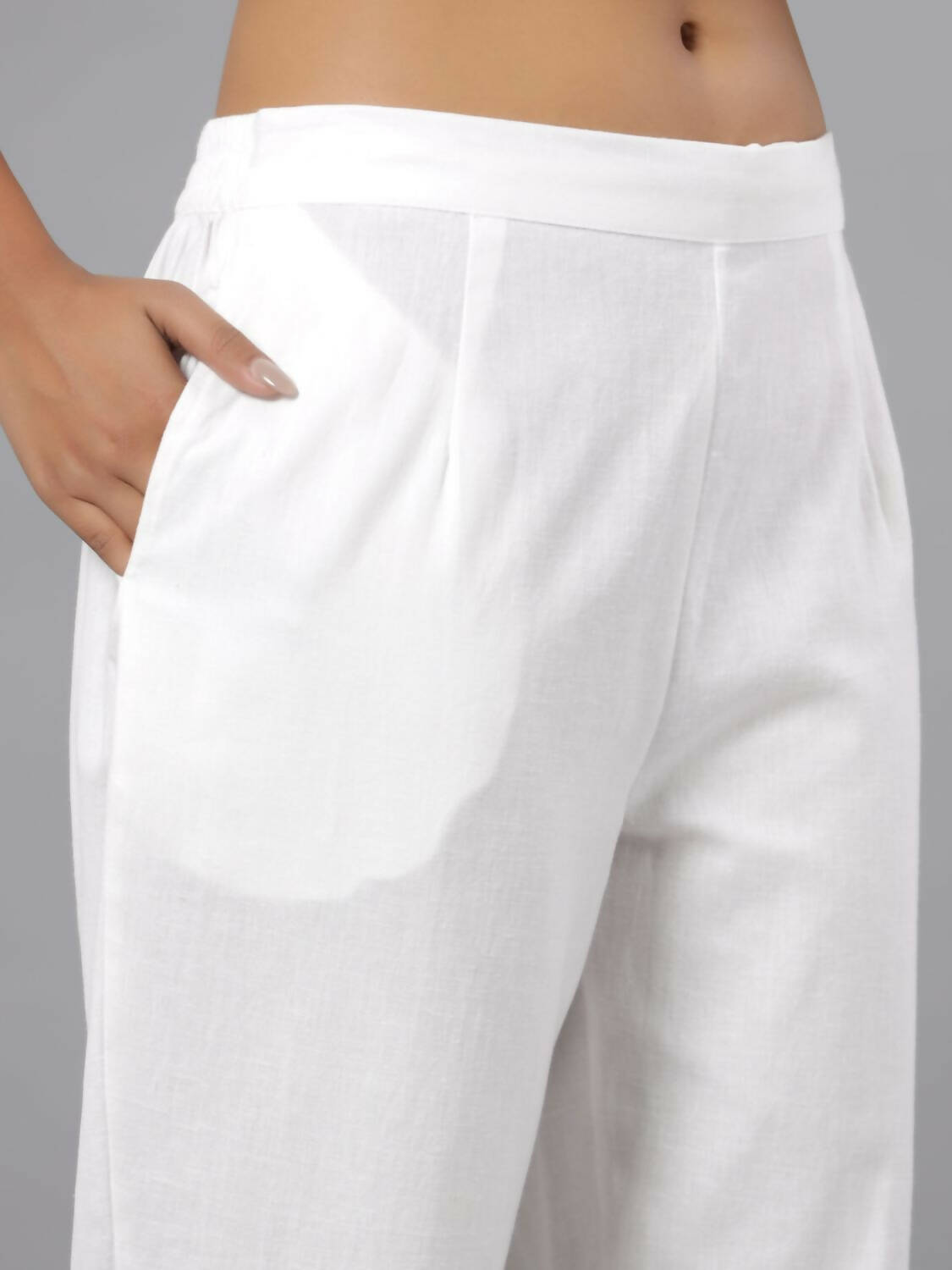 Juniper Women White Seer Sucker Embroidered High Slit Kurta - Distacart