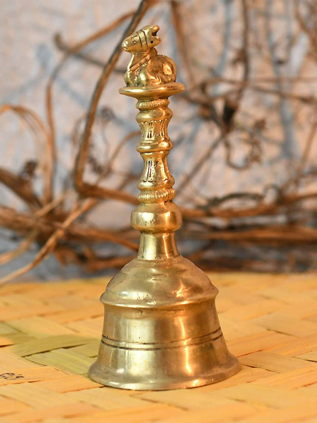 CraftVatika Gold-Toned Brass Hand Held Pooja Bell - Distacart