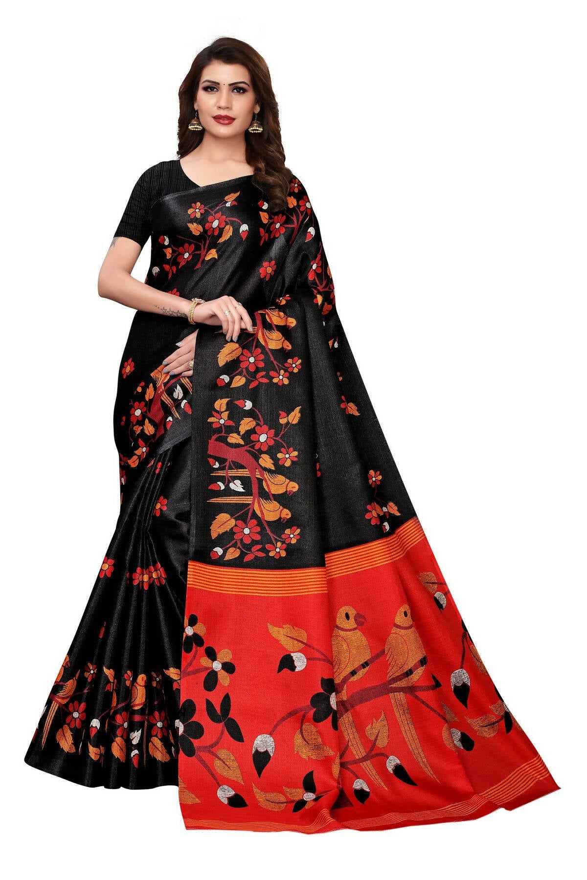 Vamika Black Kalamkari With Jhalar Khadi Silk Saree - Distacart