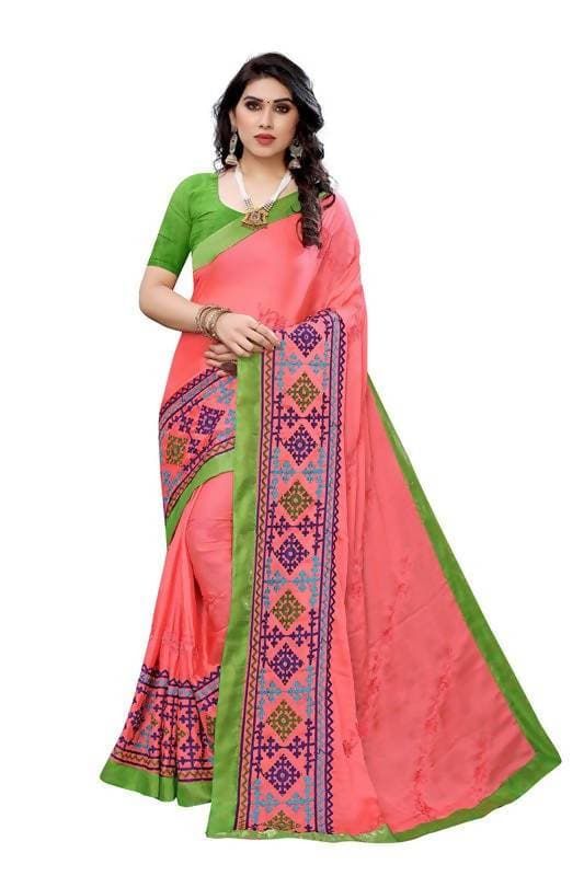 Vamika Peach Chiffon Emboridered Saree (SUIDHAGA PEACH)