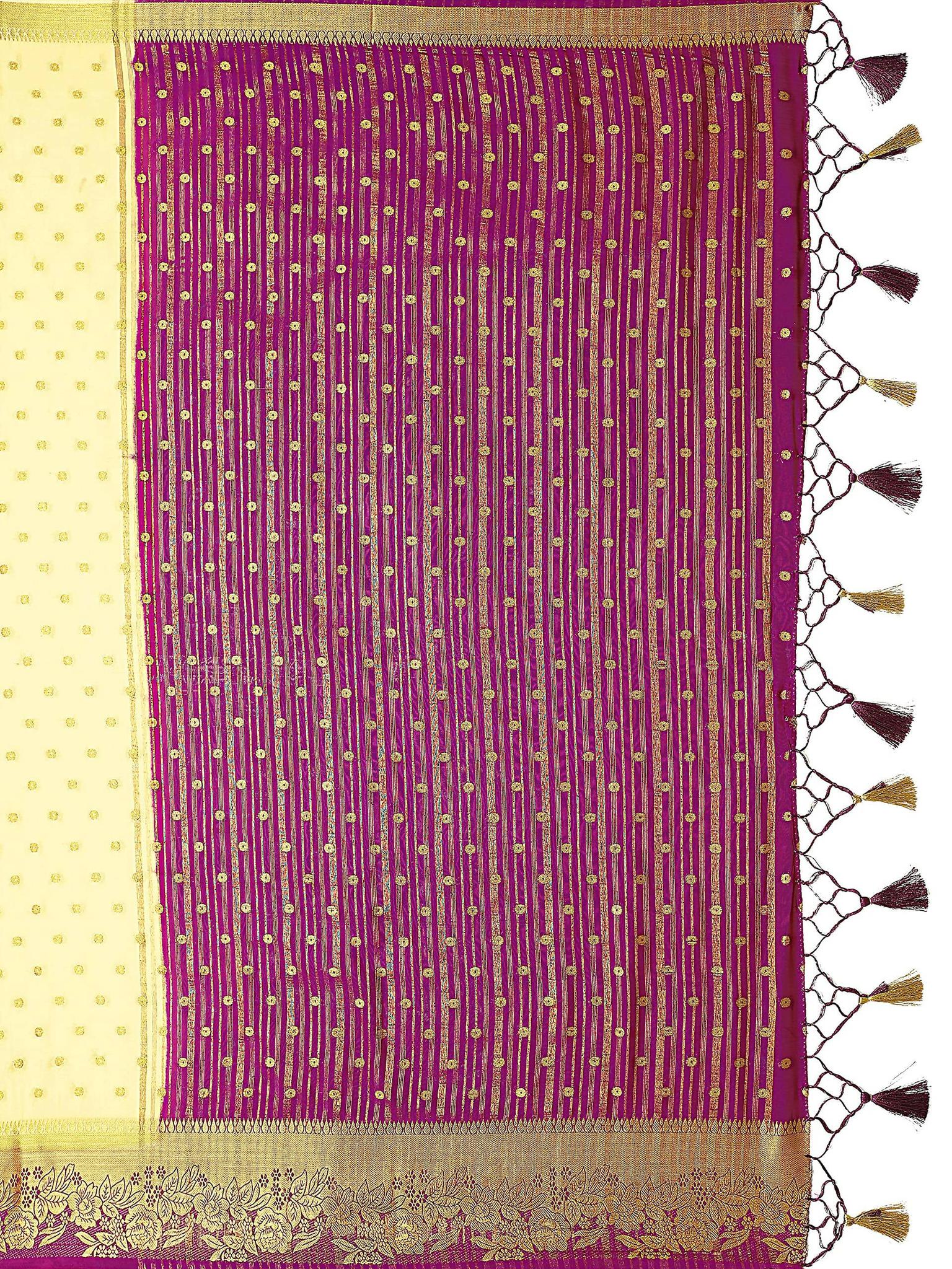 Mimosa Women's Beige Mysore Silk Crepe Saree - Distacart