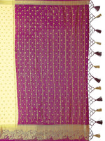 Thumbnail for Mimosa Women's Beige Mysore Silk Crepe Saree - Distacart