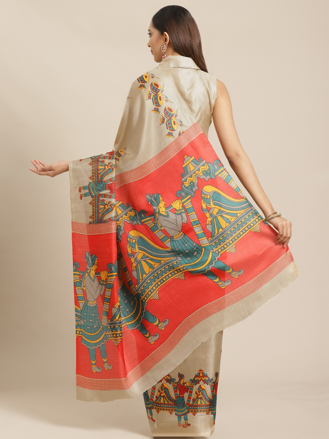 Saree Mall Beige Printed Printed Saree - Distacart