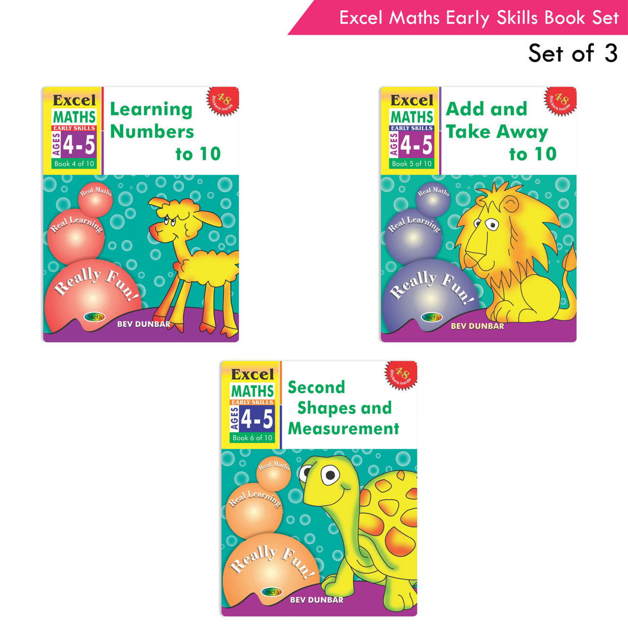 Excel Maths Early Skills Ages 4-5 Year Books for Junior kg| Set of 3| Learn Numbers Add & Take Away, Shapes, Measurement - Distacart
