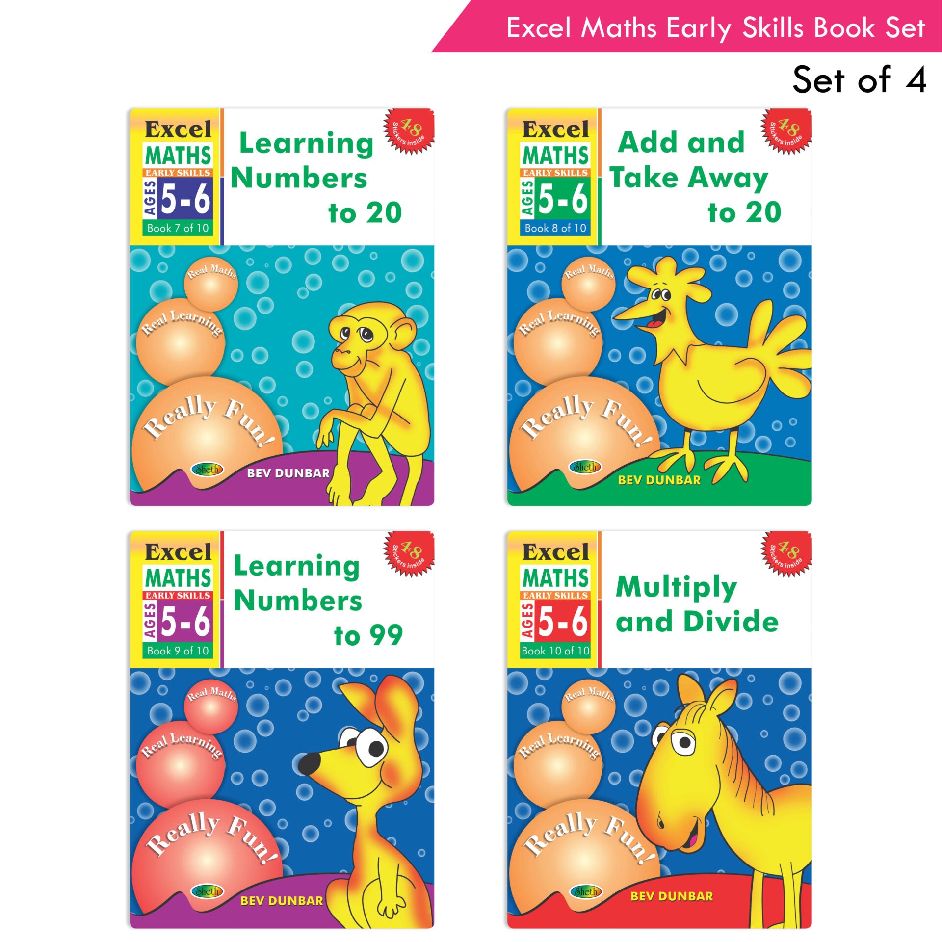 Excel Maths Early Skills Ages 5-6 Year Books for Senior KG| Set of 4| Numbers, Addition, Subtraction, Multiply, Divide - Distacart