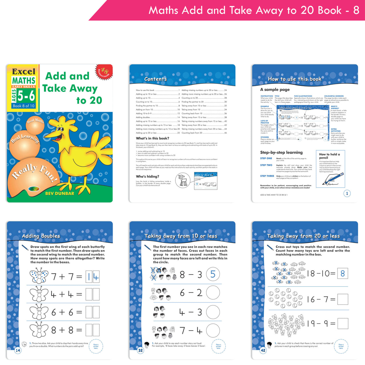 Excel Maths Early Skills Ages 5-6 Year Books for Senior KG| Set of 4| Numbers, Addition, Subtraction, Multiply, Divide - Distacart