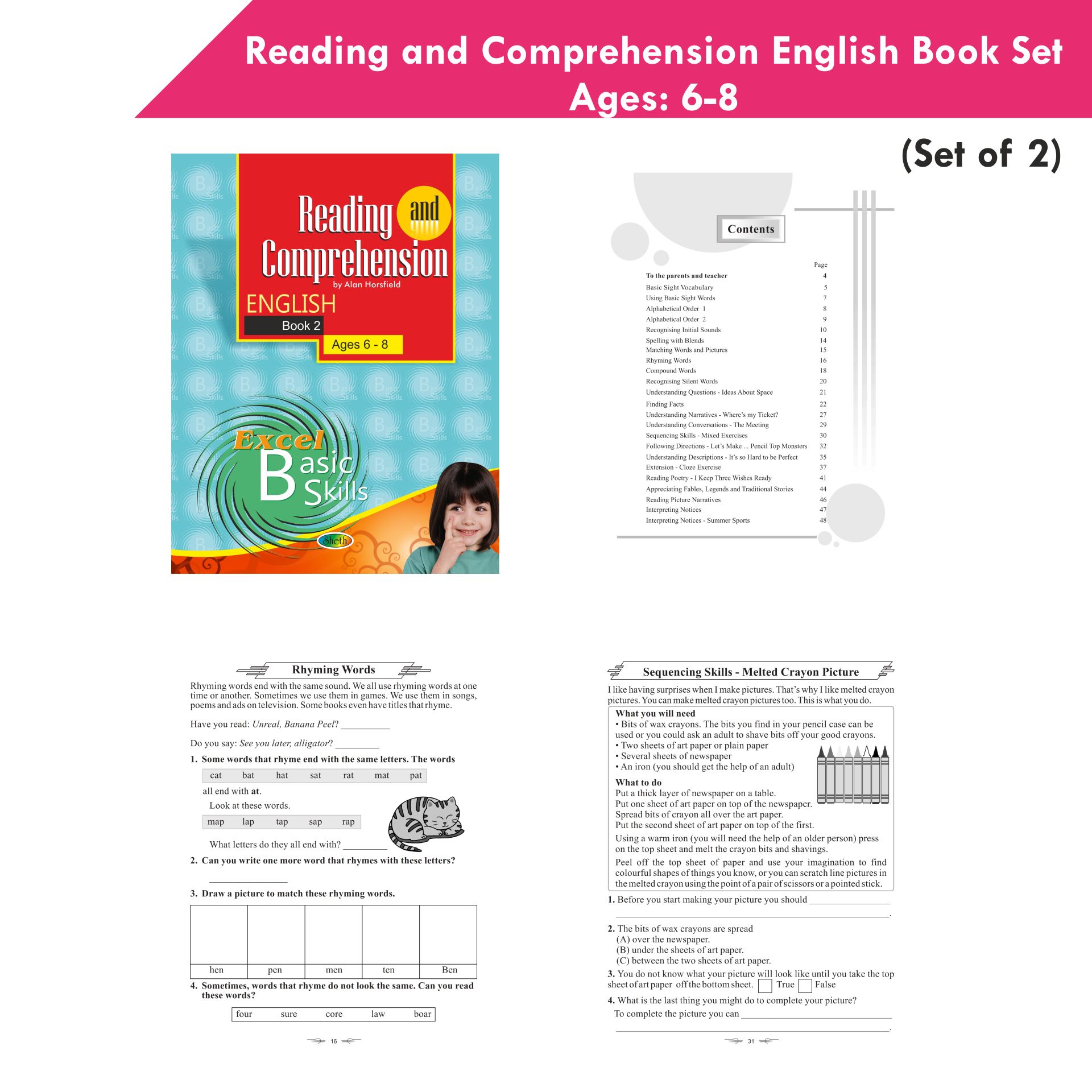 Reading and Comprehension English Book Set Ages 6 - 8 (Set of 2) - Distacart