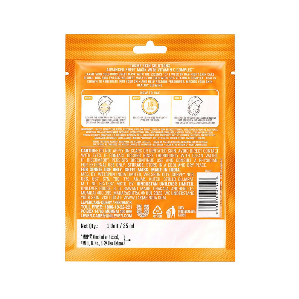 Lakme Skin Solutions Vitamin C - Revitalizing Sheet Mask - Distacart