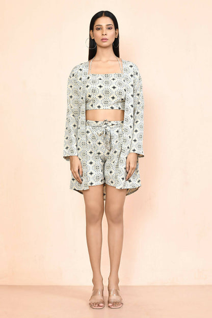 Grey Platinum Creap Printed Co-Sets - Femella - Distacart