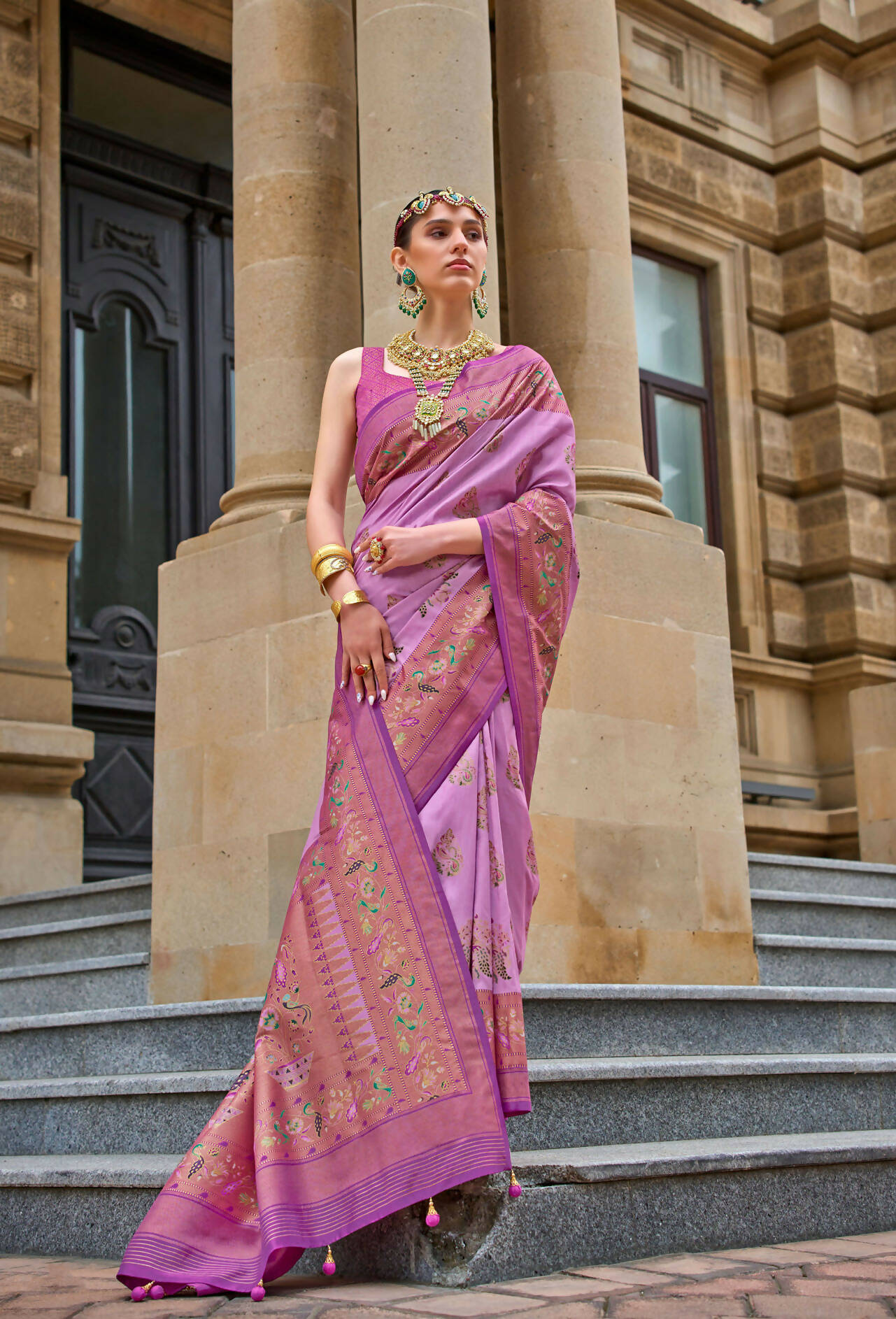 Sugar Plum Purple Superior V.P.Silk Woven Printed Patola Silk Saree - Rewaa Milano - Distacart
