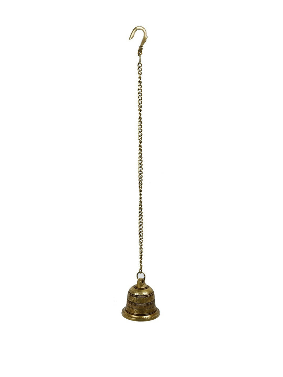 CraftVatika Gold-Toned Brass Hanging Bell with Attached Chain & Hook - Distacart