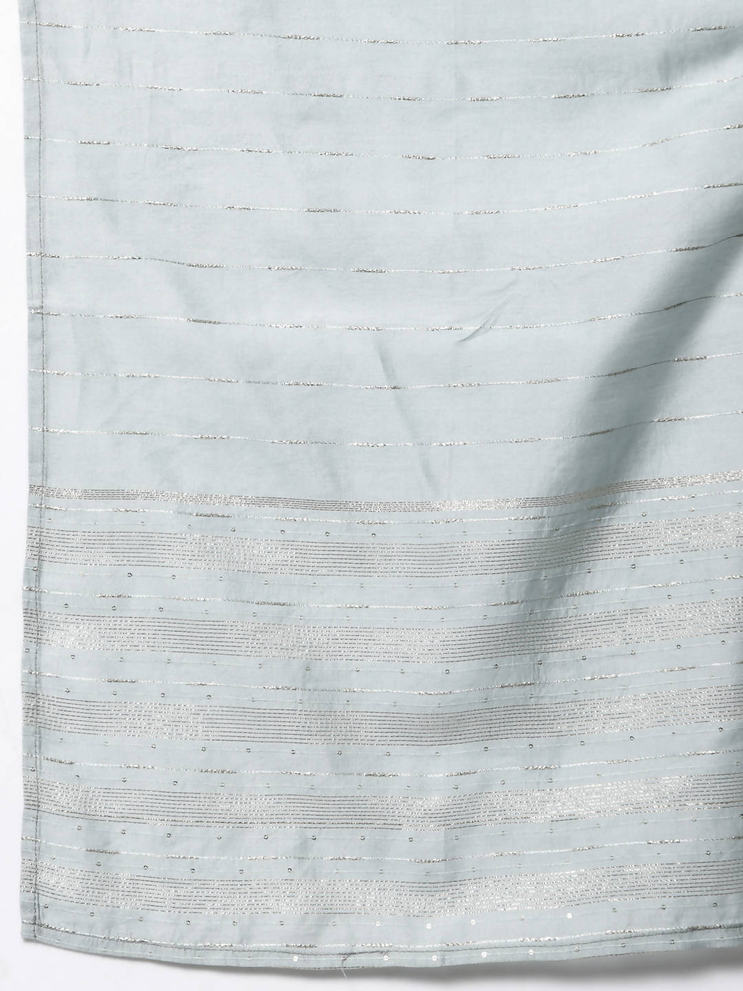 Myshka Grey Silk Blend Embroidered 3/4 Sleeve Round Neck Kurta Pant Dupatta Set