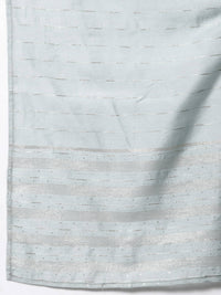 Thumbnail for Myshka Grey Silk Blend Embroidered 3/4 Sleeve Round Neck Kurta Pant Dupatta Set
