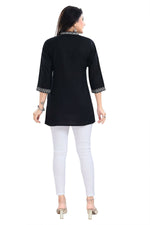 Thumbnail for Snehal Creations Blissful Black Women Embroidered Boho Chic Tunic Top - Distacart