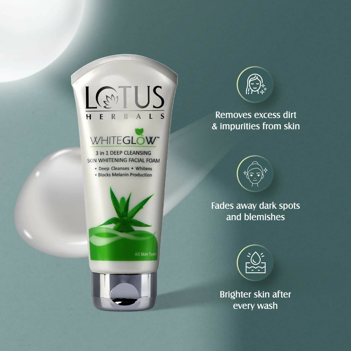 Lotus Herbals WhiteGlow 3-In-1 Deep Cleansing Skin Whitening Face Wash - Distacart