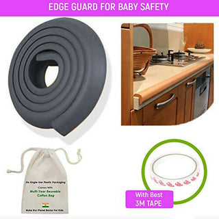 Safe-O-Kid Unique High Density L-Shaped 2 Mtr Long 4 Large Edge Guard With 16 Corner Cushions - Black - Distacart