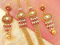 Thumbnail for Pink & White kemp layer necklace set