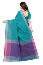Thumbnail for Vamika Blue Cotton Silk Saree - Distacart