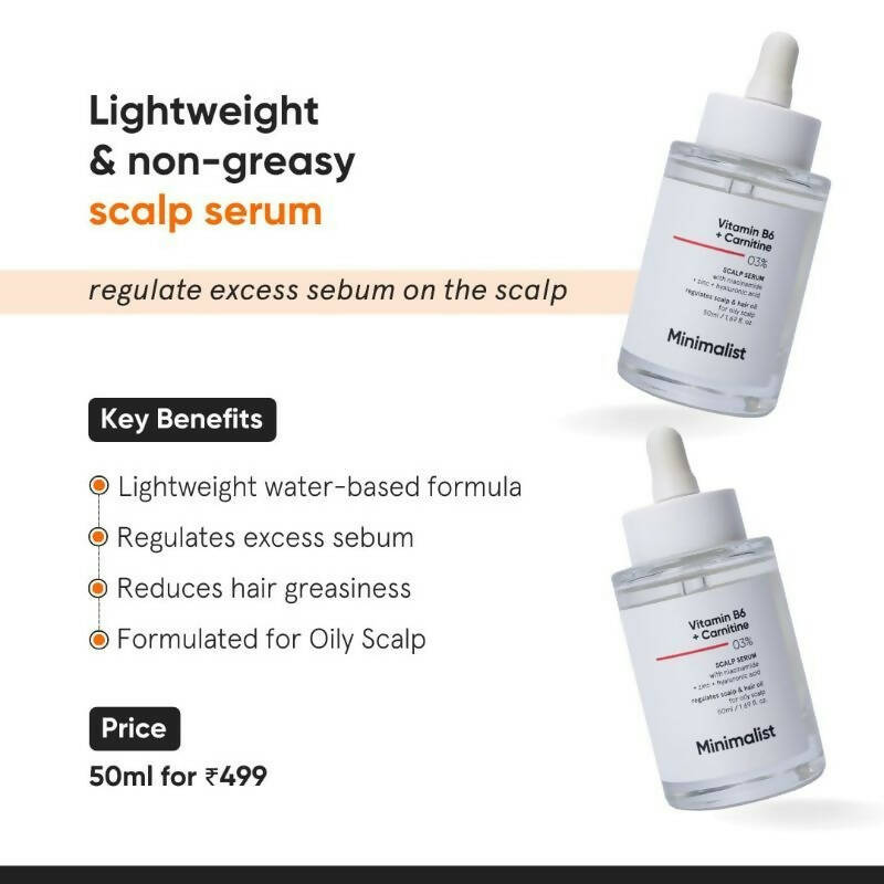 Minimalist Vitamin B6 + Carnitine 03% Scalp Hair Serum - Distacart