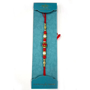 White & Red Stones Rakhi - Distacart