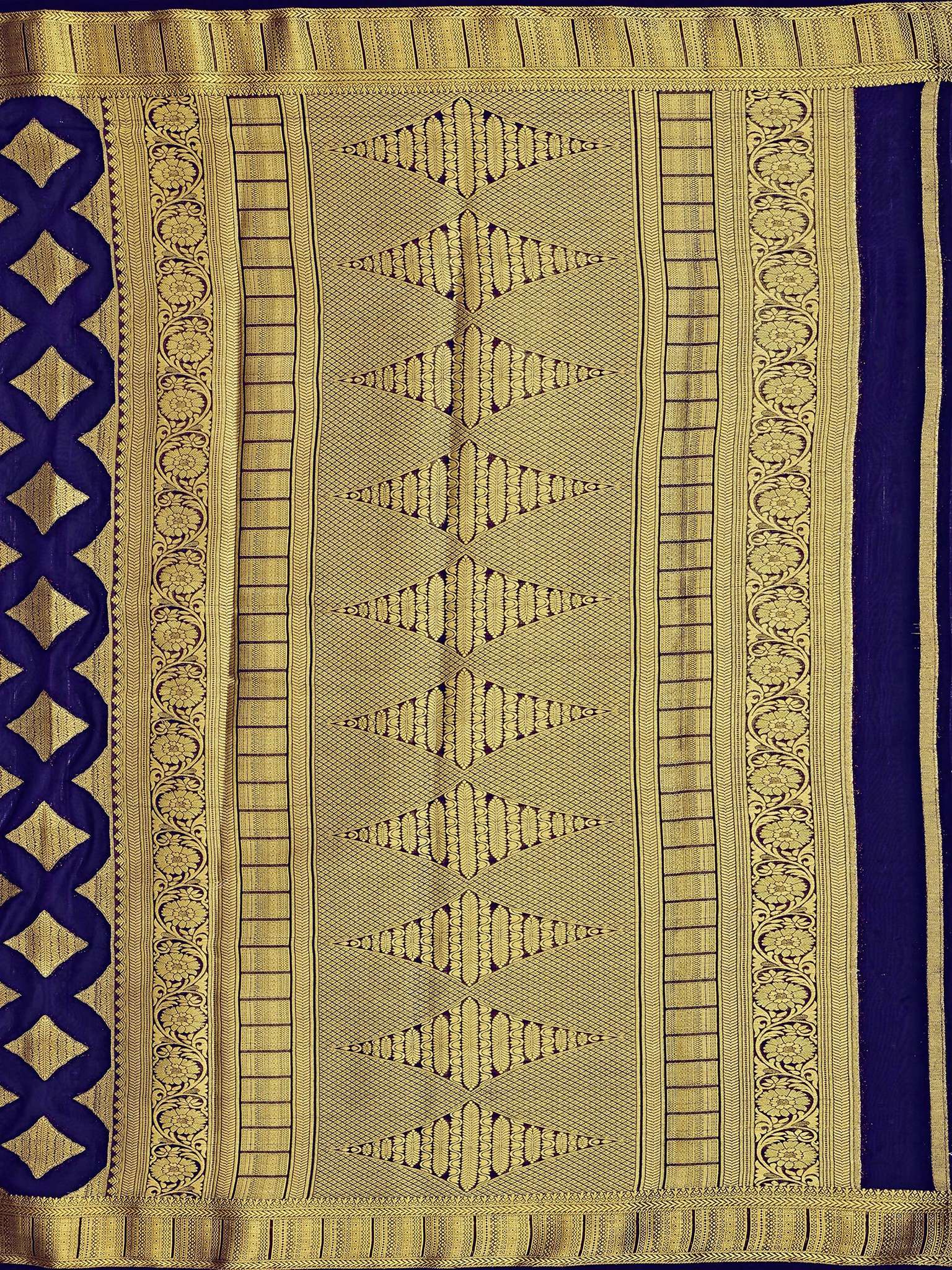 Mimosa Women's Mysore Silk Crepe Dark Blue Saree - Distacart