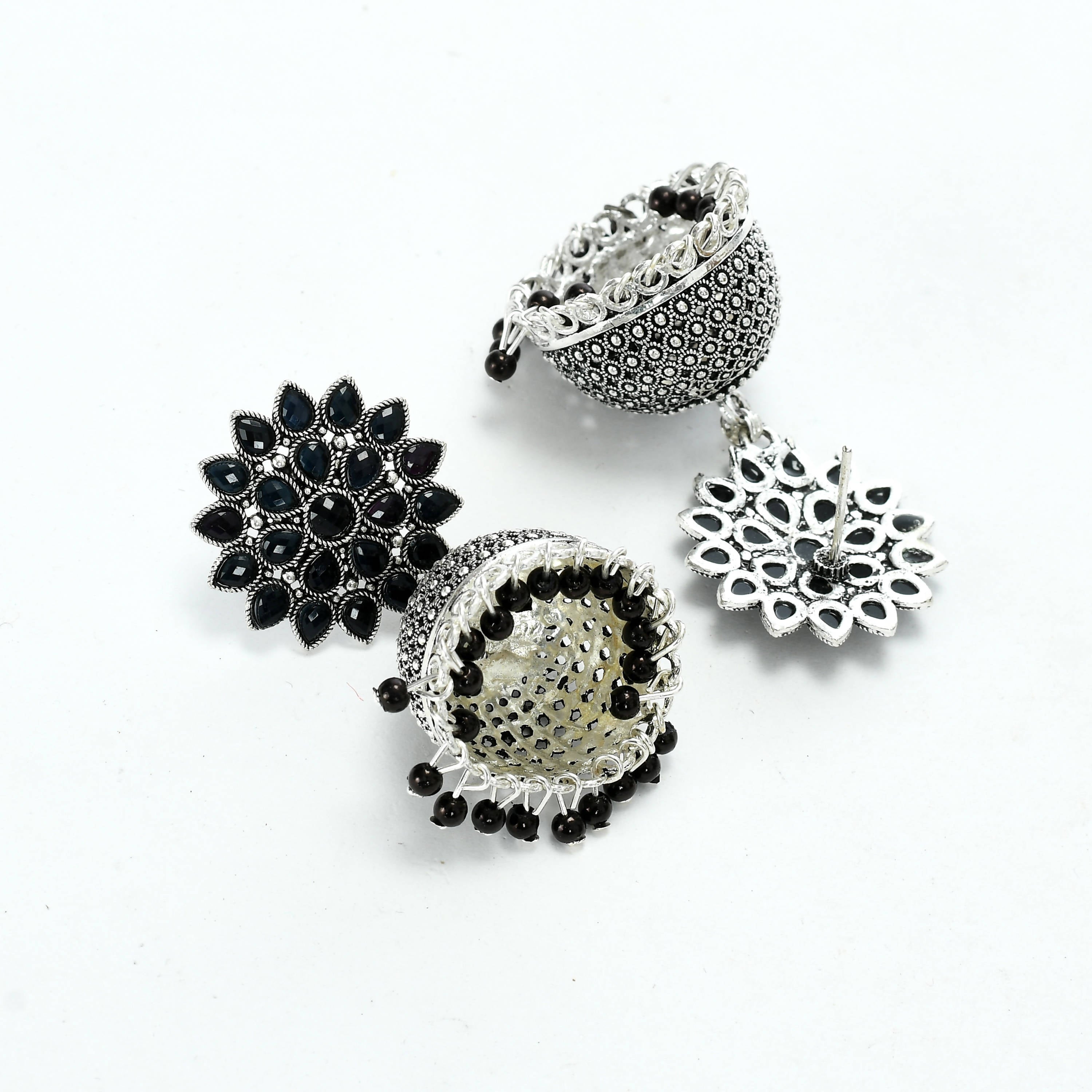 Mominos Fashion Johar Kamal Beautiful Kundan Work Jhumka With Black Beads - Distacart