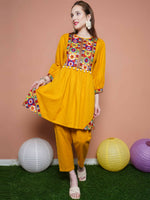 Thumbnail for Women Republic Mustard Cotton Kurta Set - Distacart